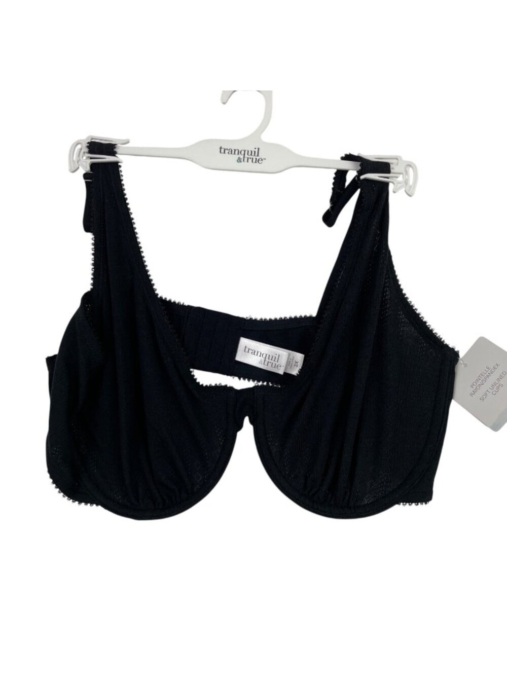 Tranquil & True Black Underwire Bra Adjustable Straps & Hook Closure Size 3X